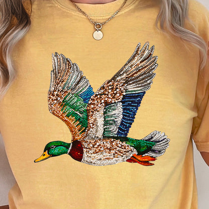 Faux Rhinestone Mallard Duck Comfort Color Graphic Tee
