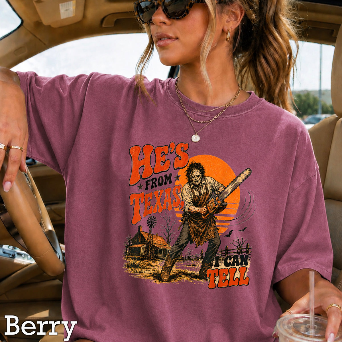 He’s From Texas Halloween Comfort Color Graphic Tee