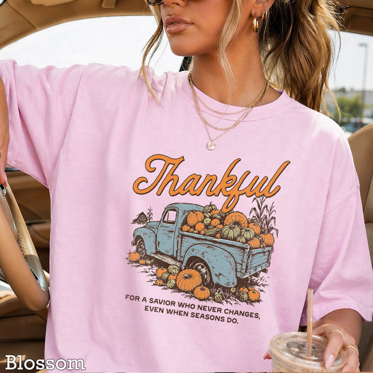 Thankful For A Savior Comfort Color Graphic Tee