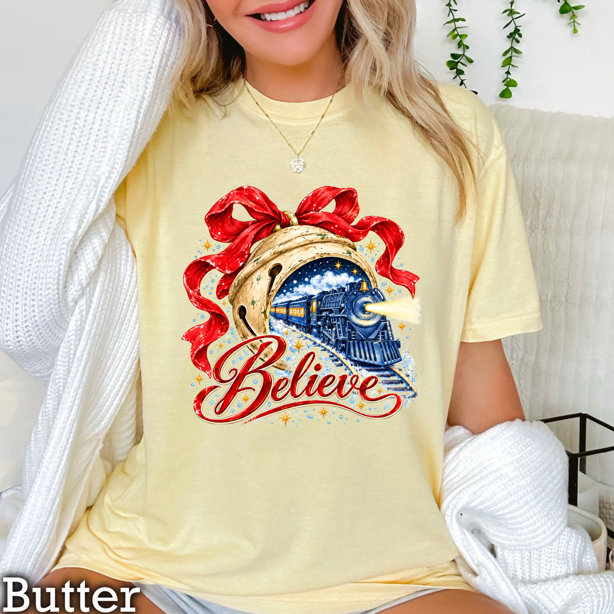 Believe Christmas Comfort Color Graphic Tee