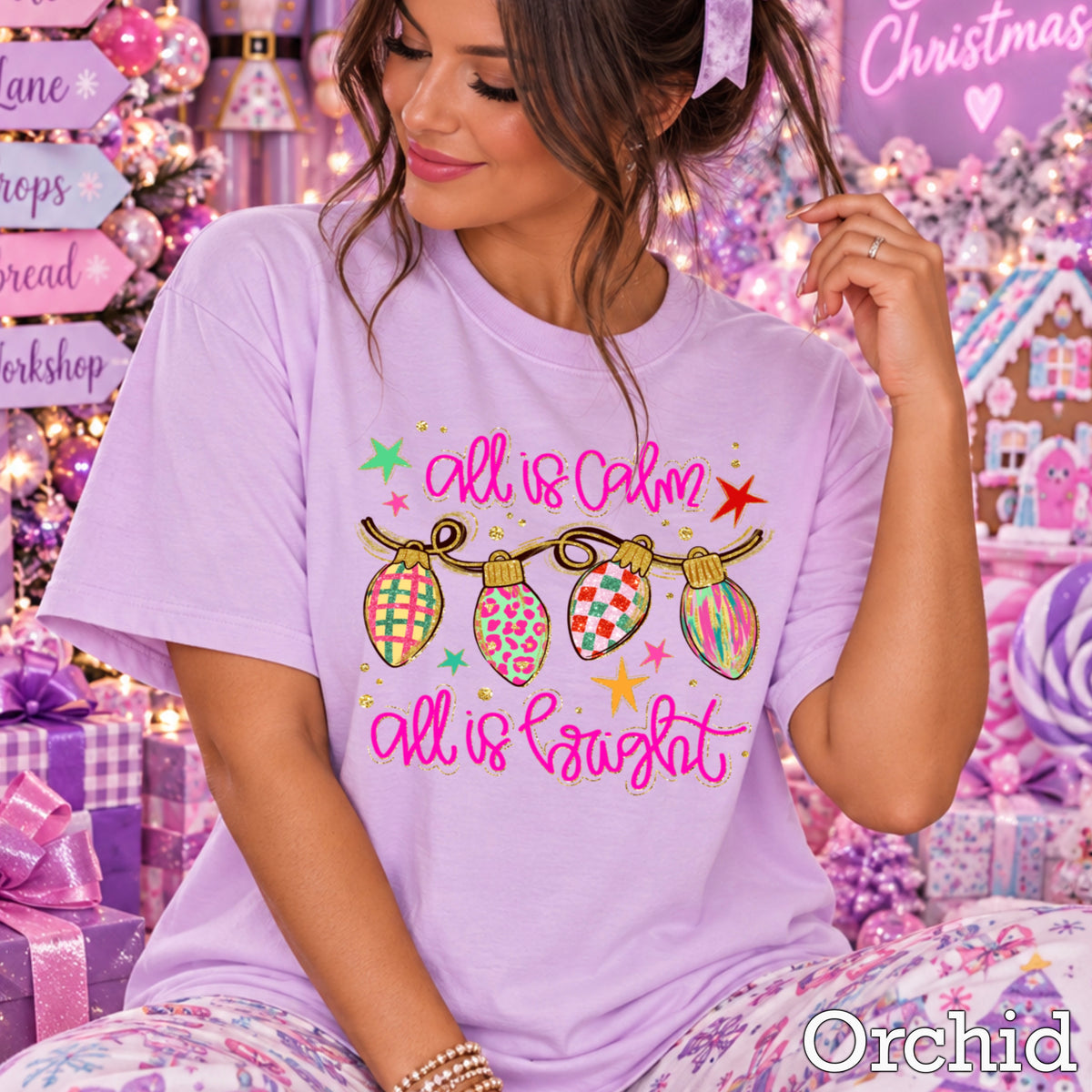 All Is Calm Christmas Comfort Color Graphic Tee