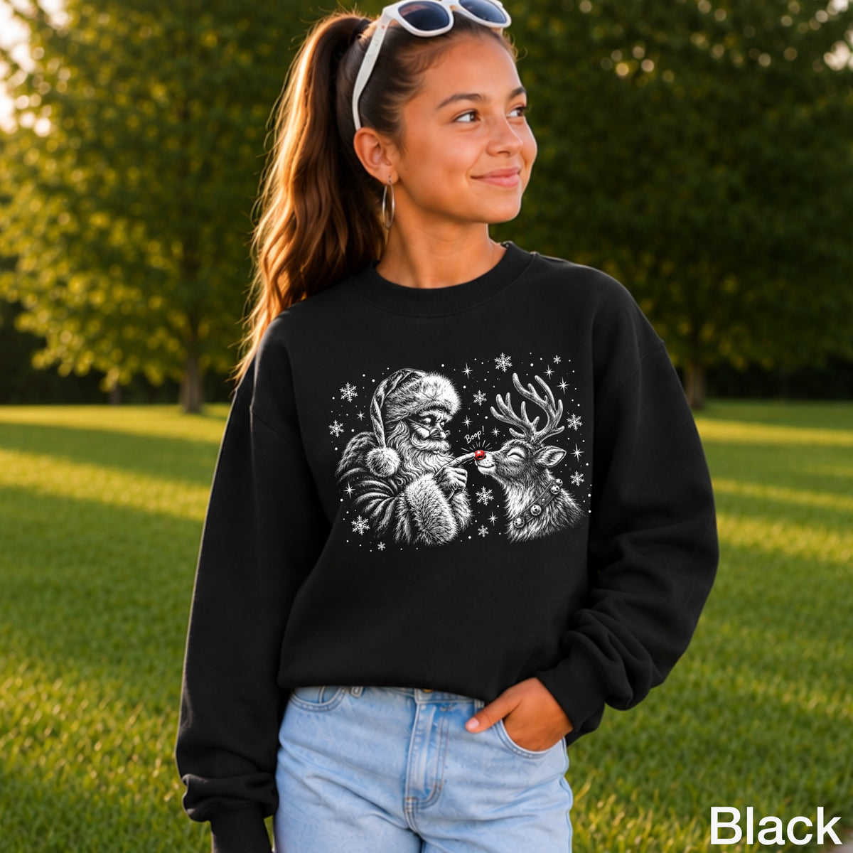 Santa Boop Christmas Youth Crewneck Sweatshirt