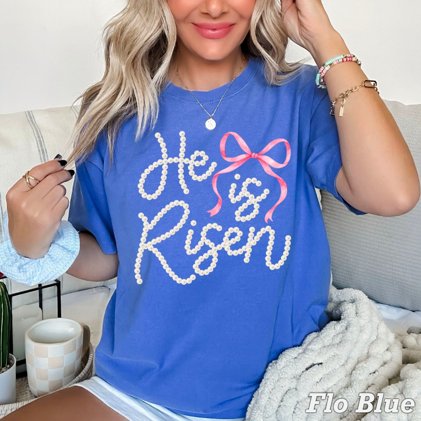 He Is Risen Easter Comfort Color Graphic Tee