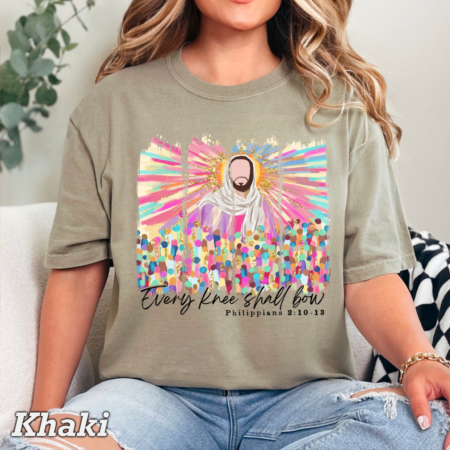 Every Knee Shall Bow Easter Comfort Color Graphic Tee