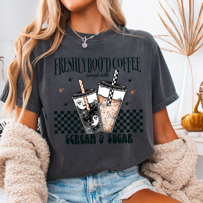 Freshly Boo’d Coffee Halloween Comfort Color Graphic Tee