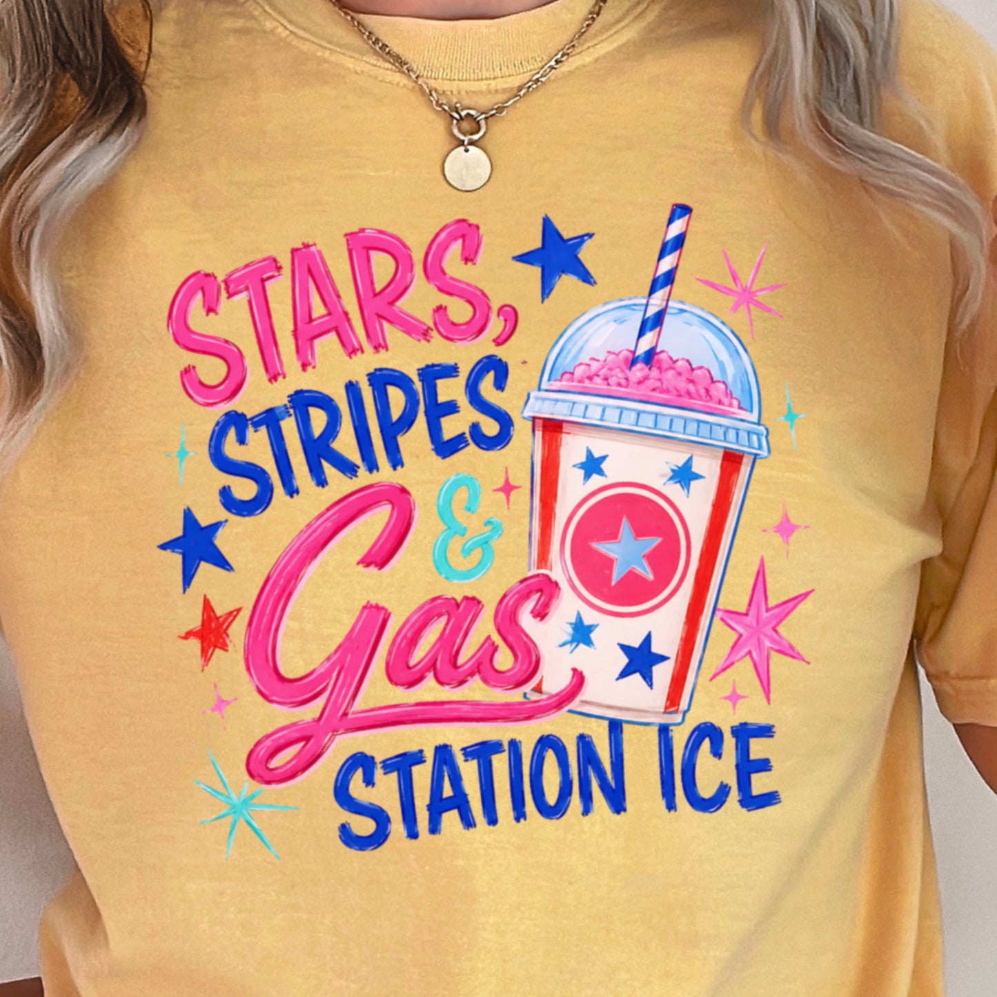 Stars Stripes & Gas Station Ice Comfort Color Graphic Tee