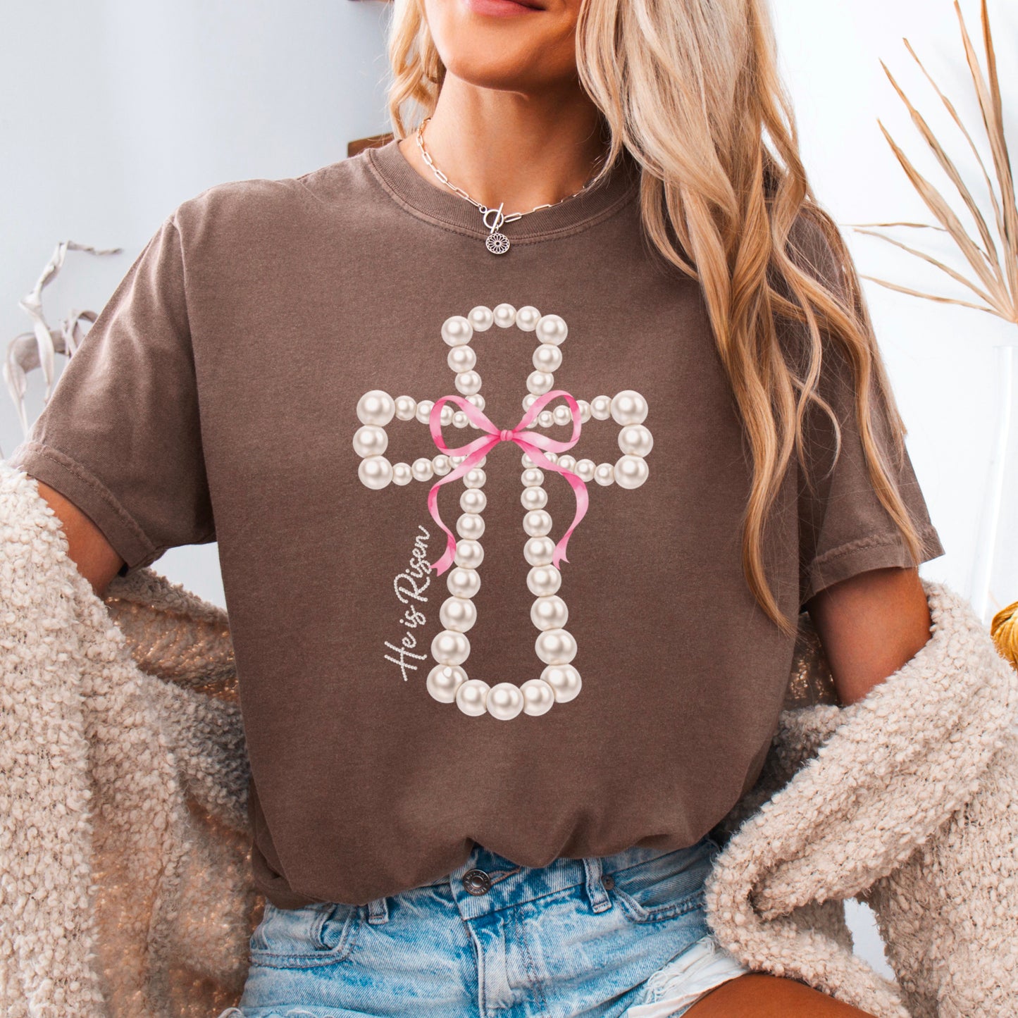 He Is Risen Easter Comfort Color Graphic Tee