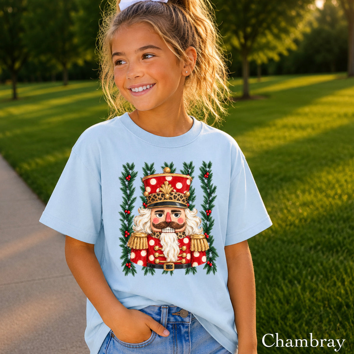 Preppy Nutcracker Christmas Youth Comfort Color T-Shirt