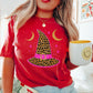 Leopard Witches Hat Halloween Comfort Color Graphic Tee