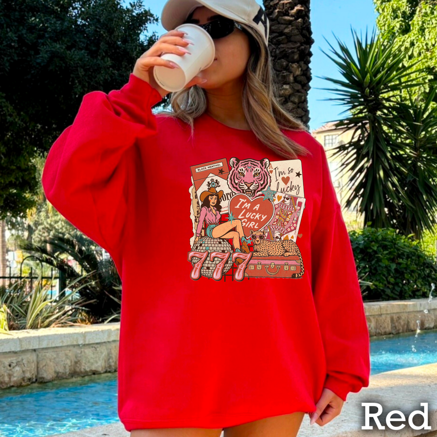 Lucky Girl Graphic Crewneck Sweatshirt