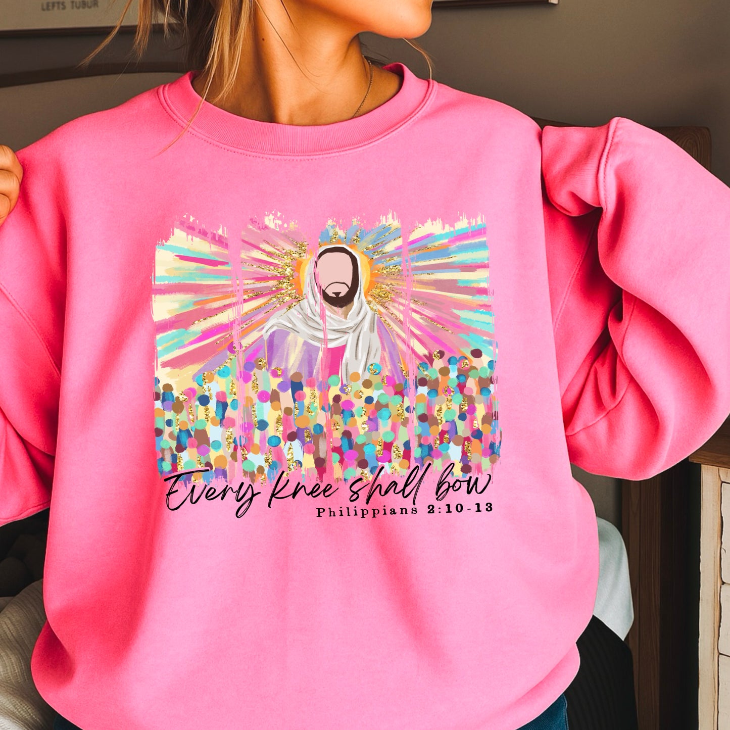 Every Knee Shall Bow Easter Crewneck Sweatshirt