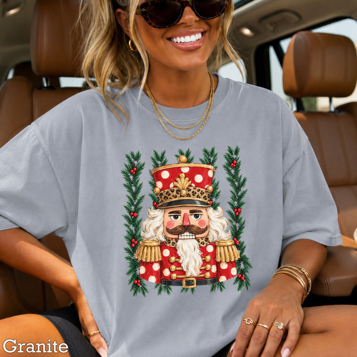 Preppy Nutcracker Christmas Comfort Color Graphic Tee