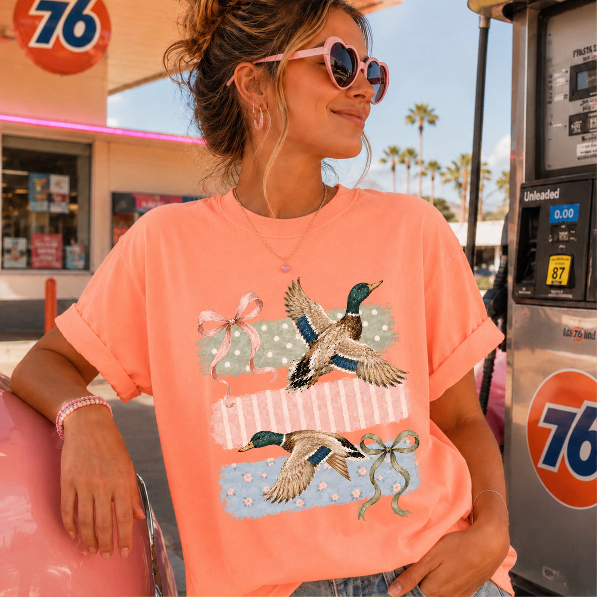 Mallard Ducks & Bows Comfort Color Graphic Tee