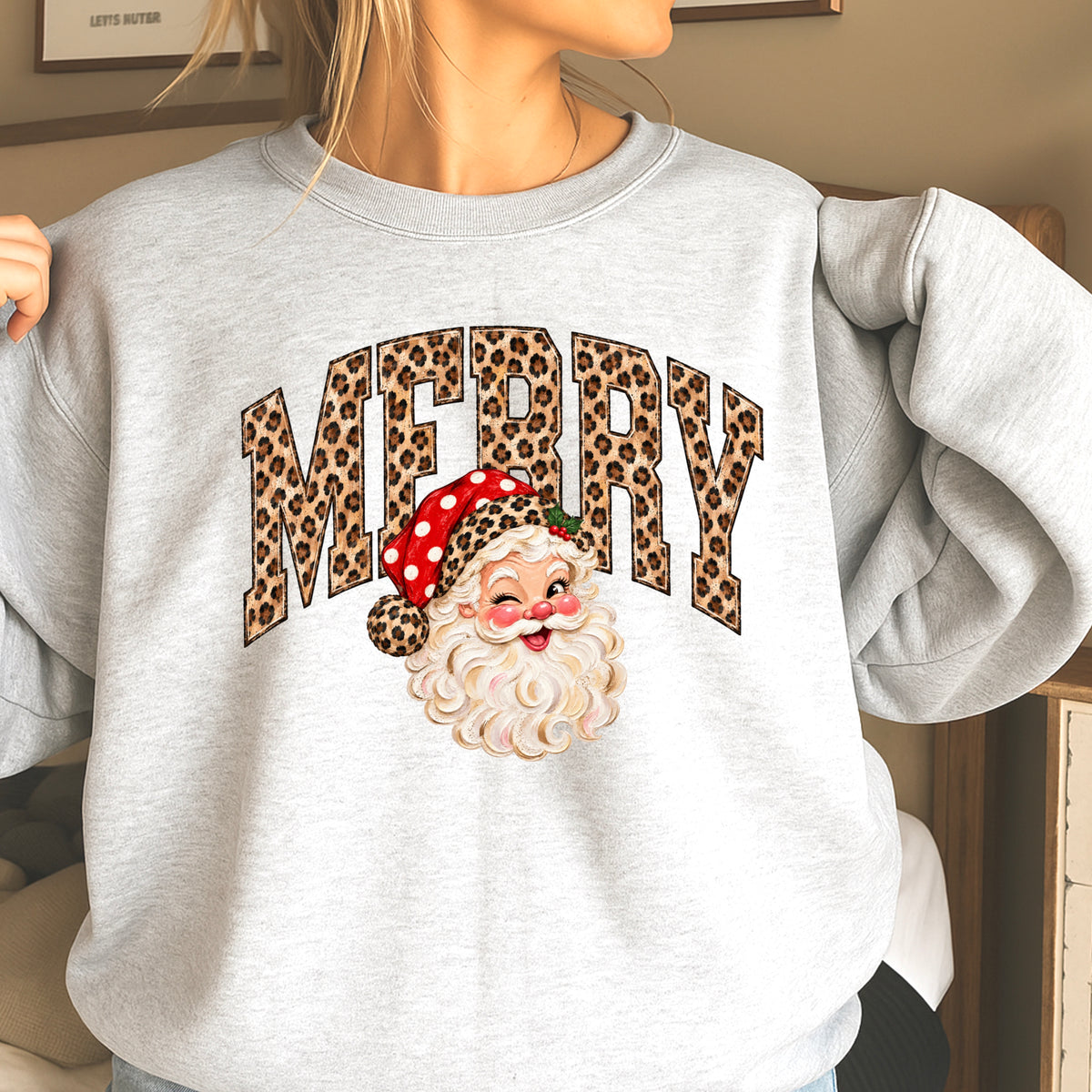Leopard Merry Christmas Crewneck Sweatshirt
