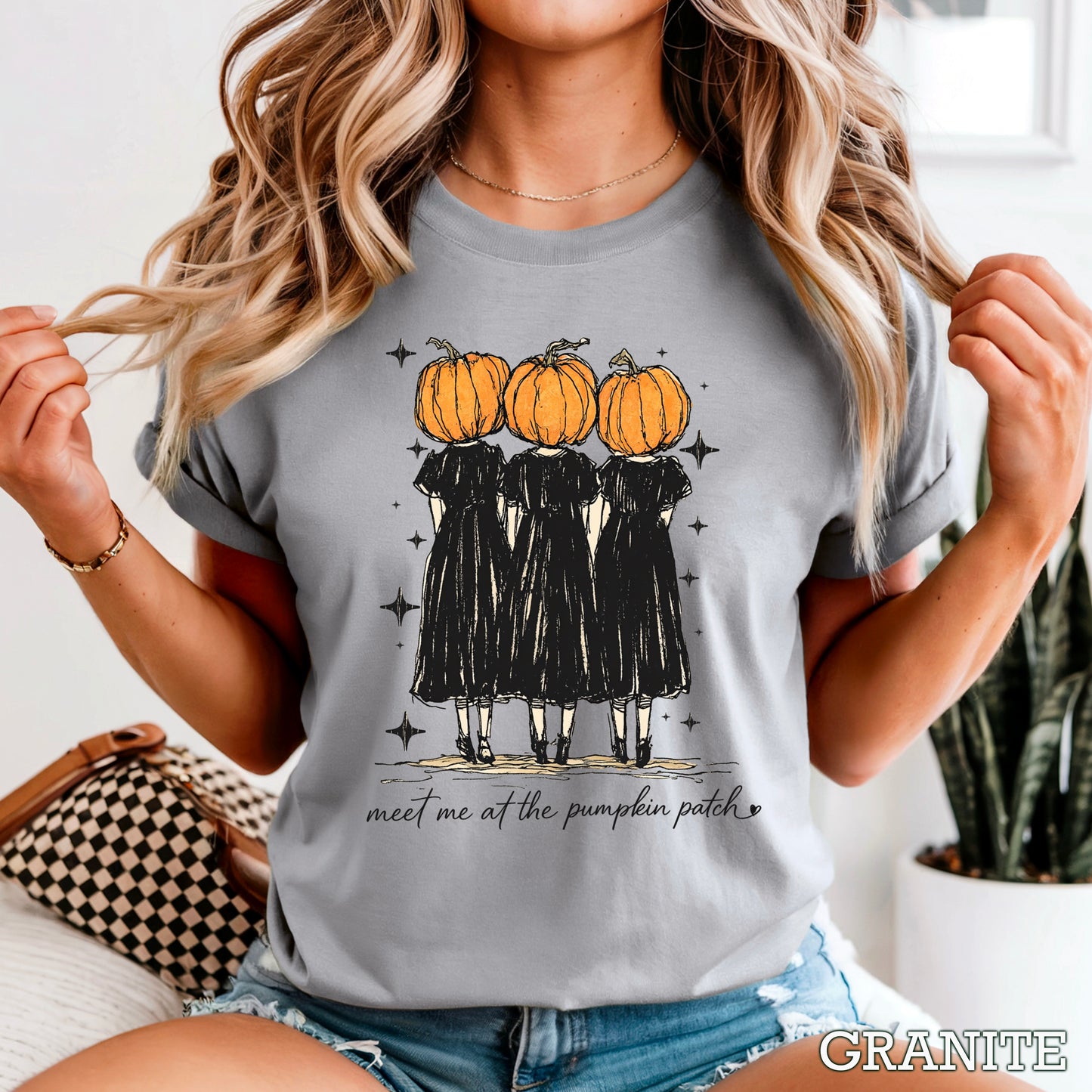 Meet Me At The Pumpkin Patch Halloween Comfort Color Graphic Tee