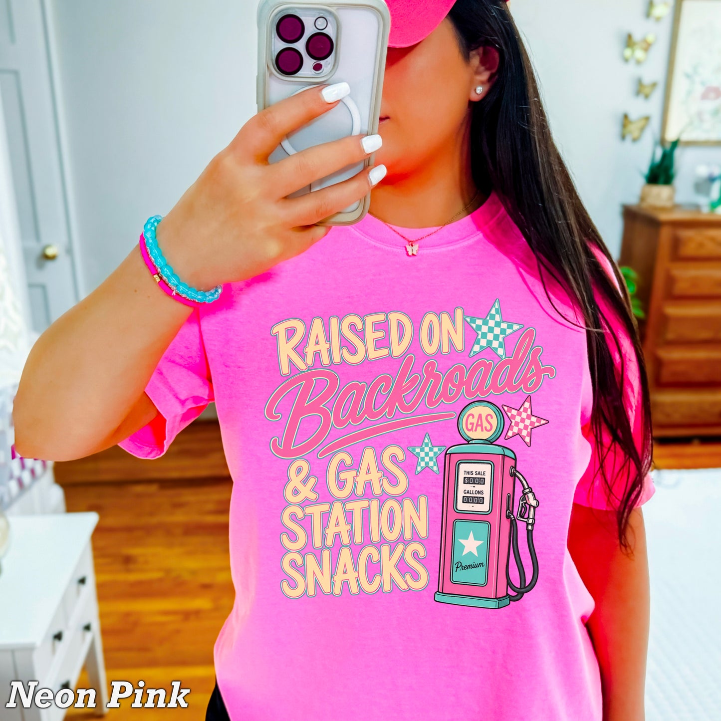 Raised On Backroads & Gas Station Snacks Comfort Color Graphic Tee
