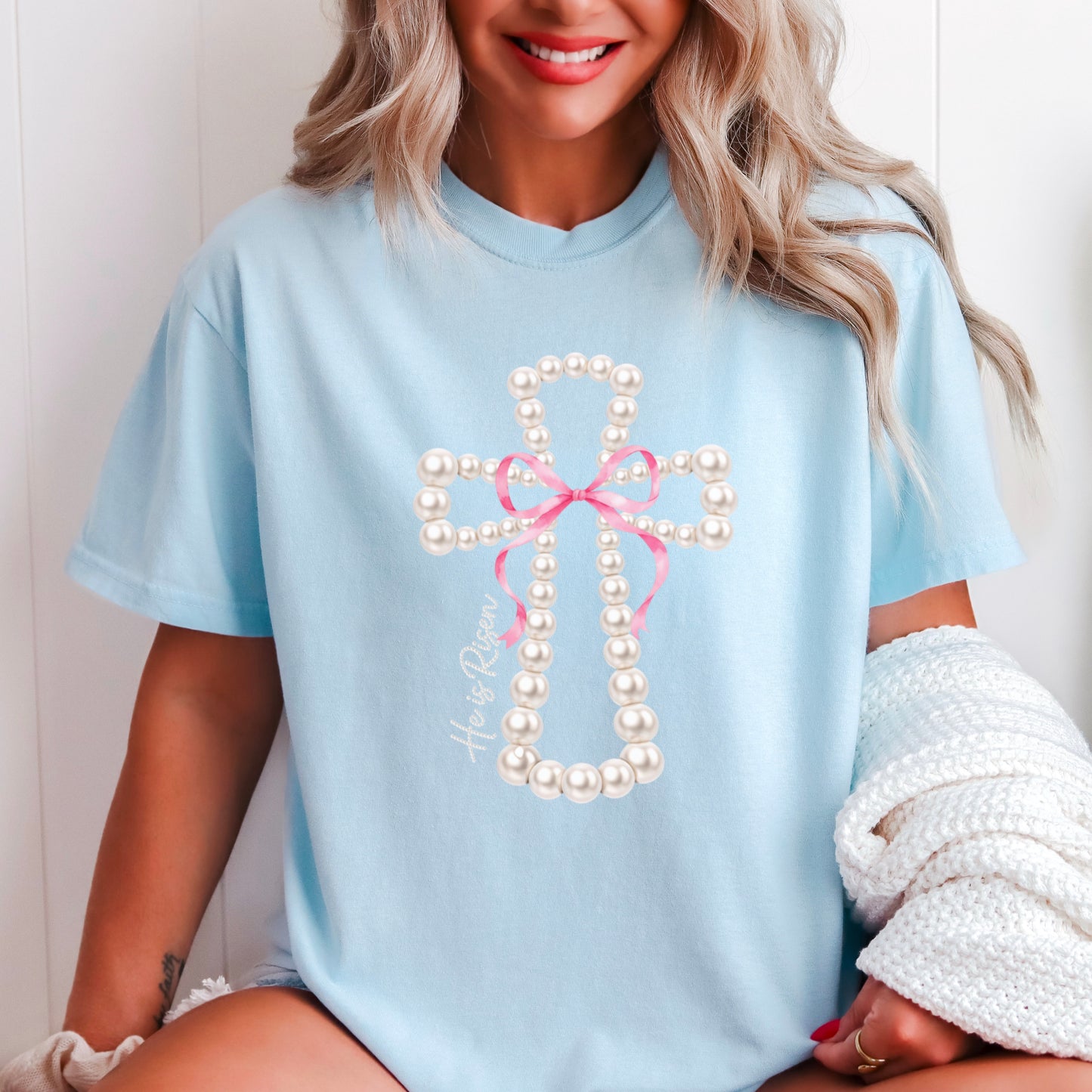 He Is Risen Easter Comfort Color Graphic Tee
