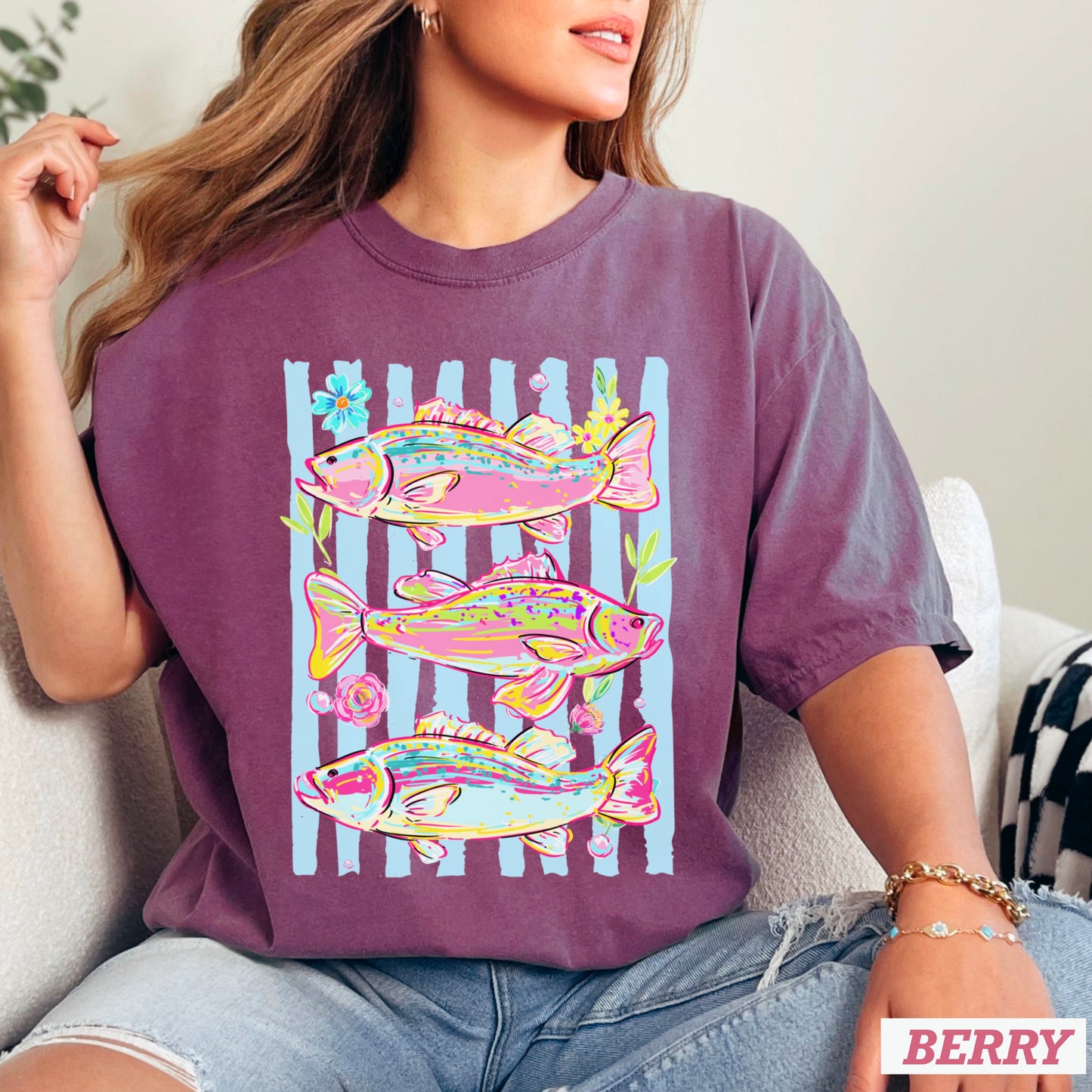 Fish Trio Comfort Color Graphic Tee
