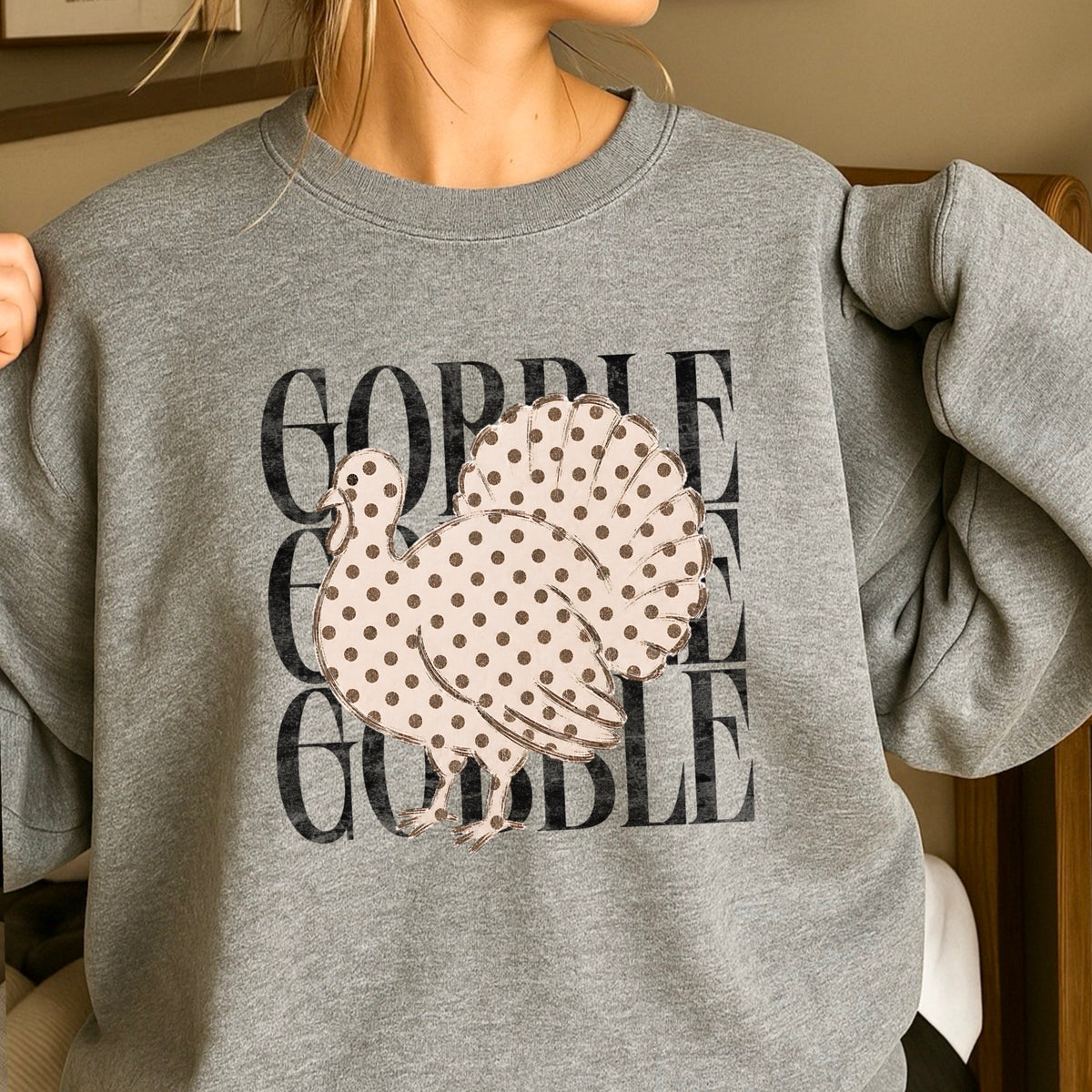 Gobble Thanksgiving Crewneck Sweatshirt