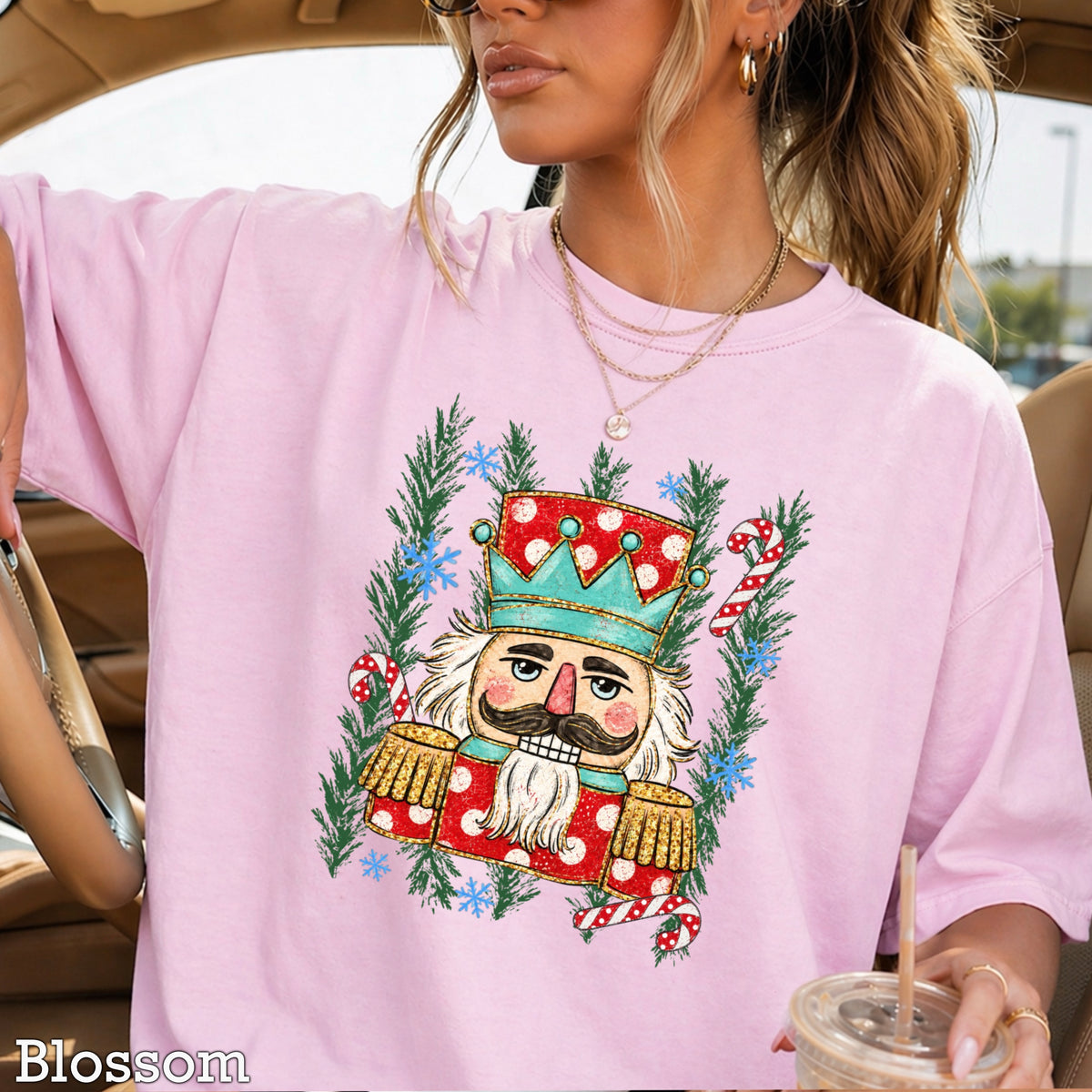 Preppy Nutcracker Christmas Comfort Color Graphic Tee