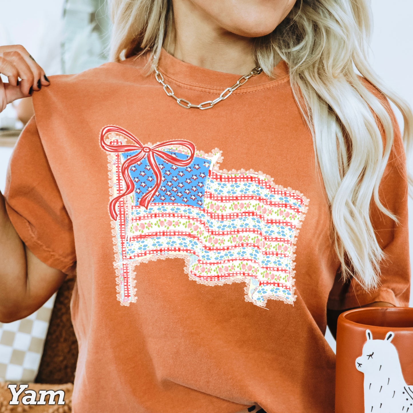 American Lace Flag Comfort Color Graphic Tee