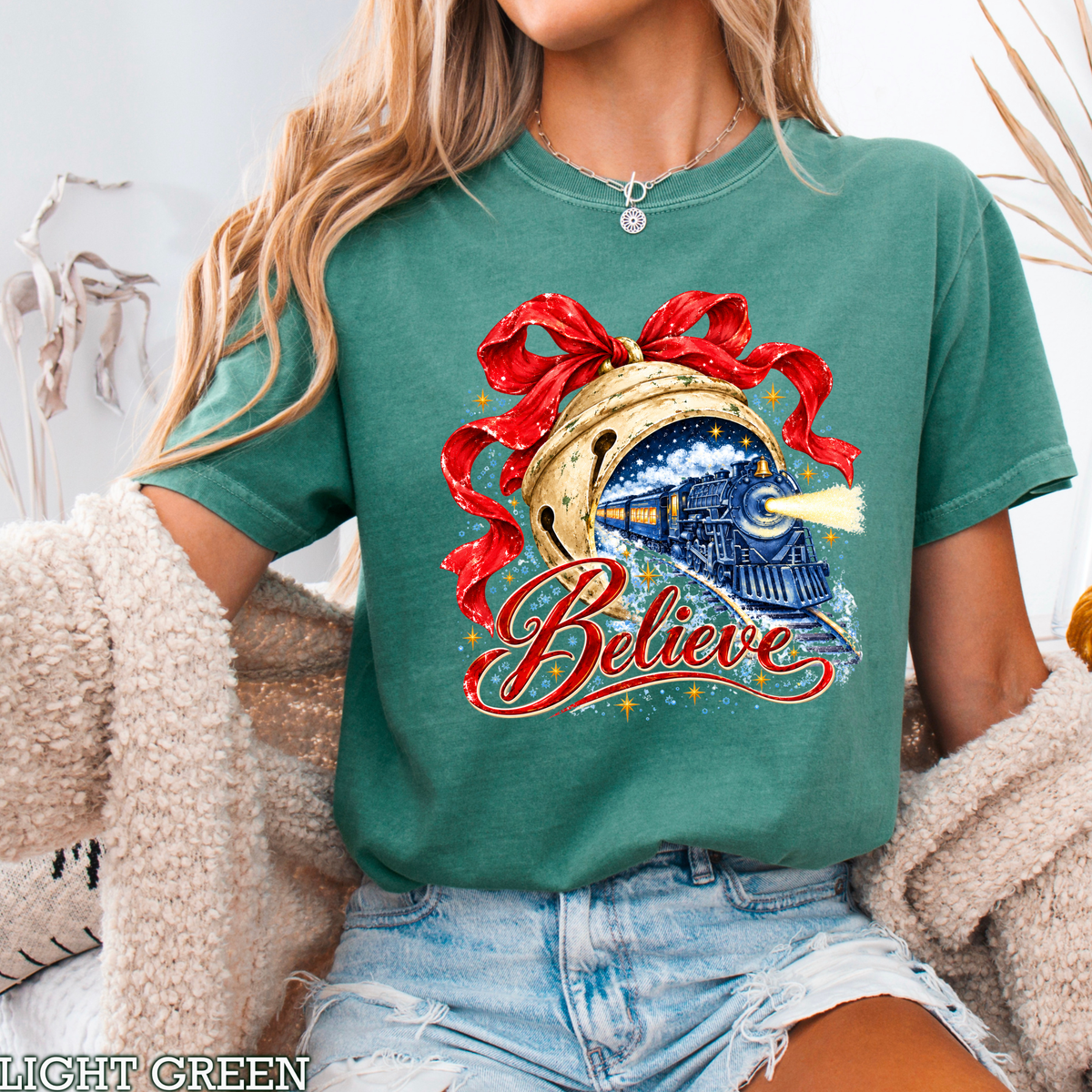 Believe Christmas Comfort Color Graphic Tee