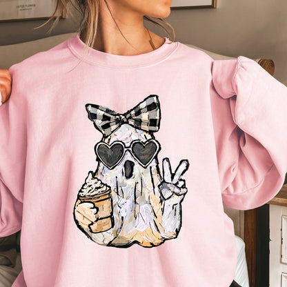 Preppy Ghost Halloween Crewneck Sweatshirt