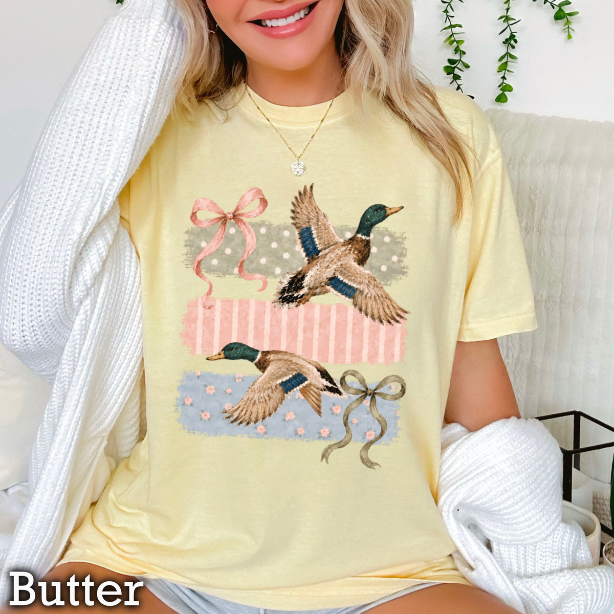 Mallard Ducks & Bows Comfort Color Graphic Tee