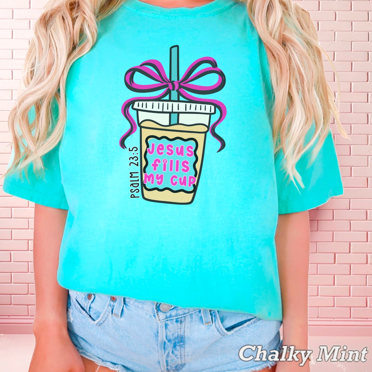 Jesus Fills Up My Cup Christian Comfort Color Graphic Tee