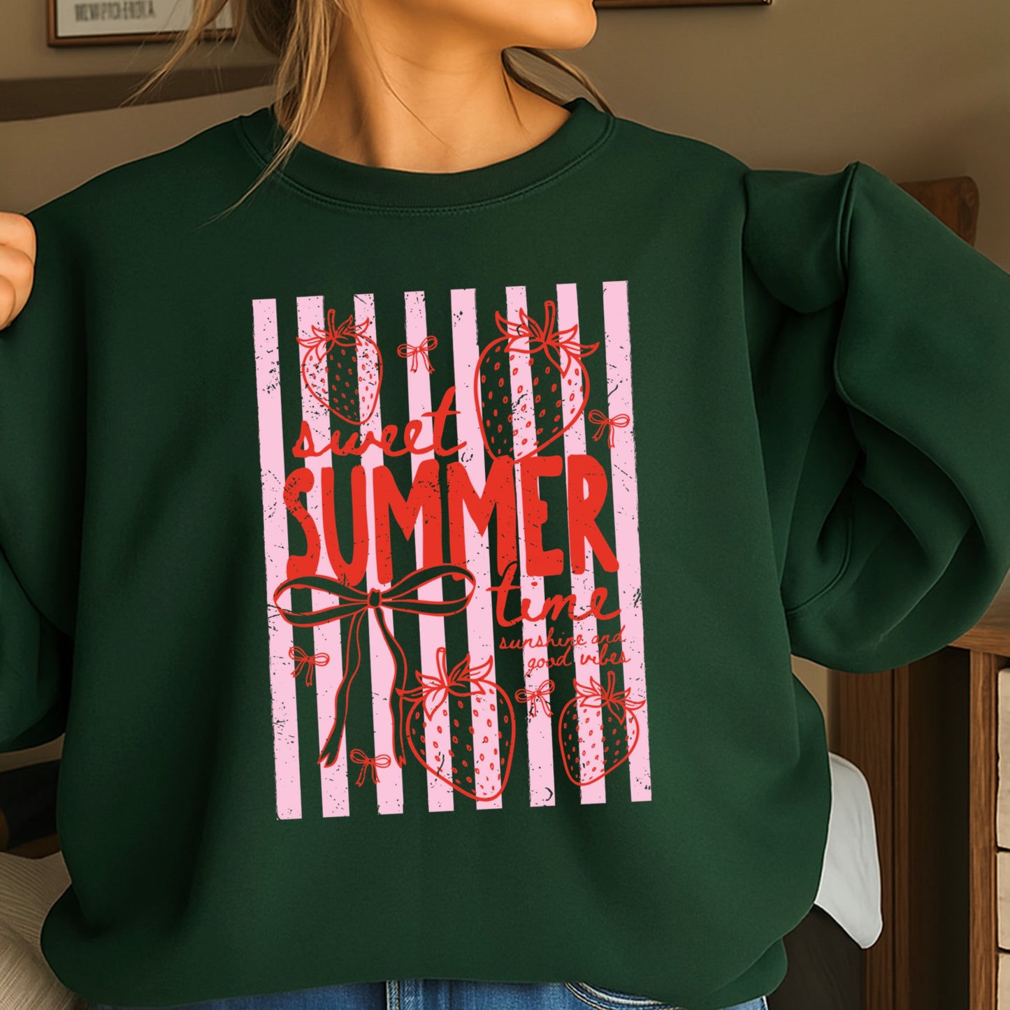 Sweet Summertime Strawberry Crewneck Sweatshirt