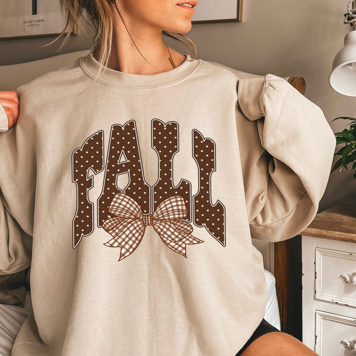Fall Gingham Crewneck Sweatshirt