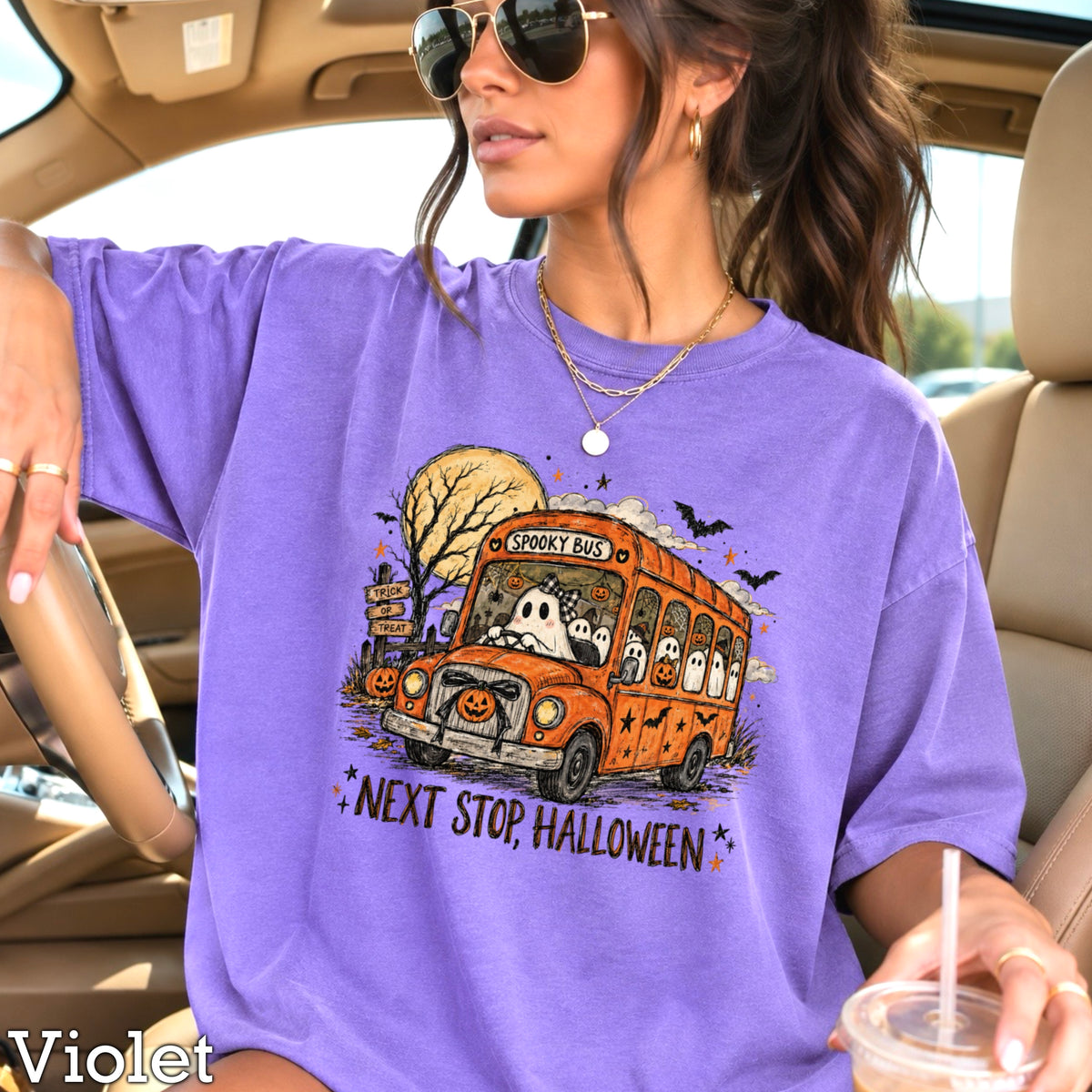 Next Stop Halloween Comfort Color Graphic Tee