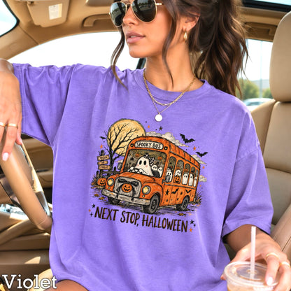 Next Stop Halloween Comfort Color Graphic Tee