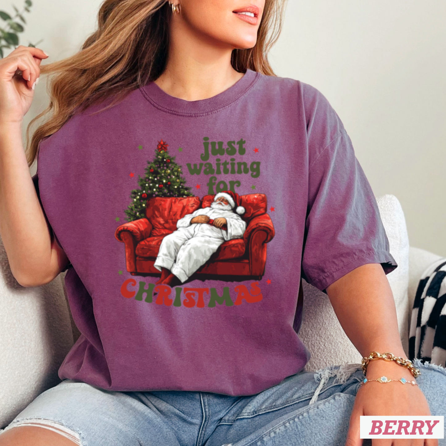 Just Waiting For Christmas Comfort Color Graphic Tee