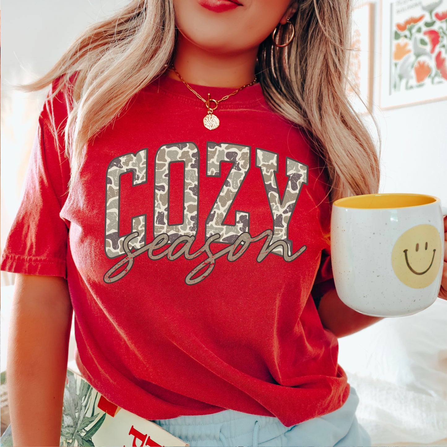 Camo Cozy Season Comfort Color Graphic Tee