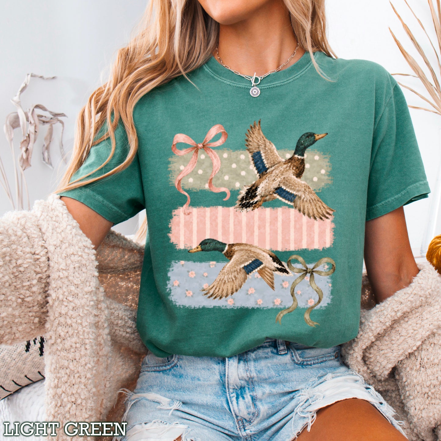 Mallard Ducks & Bows Comfort Color Graphic Tee