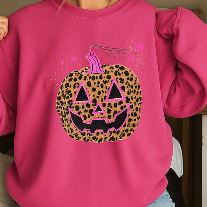 Leopard Pumpkin Halloween Crewneck Sweatshirt