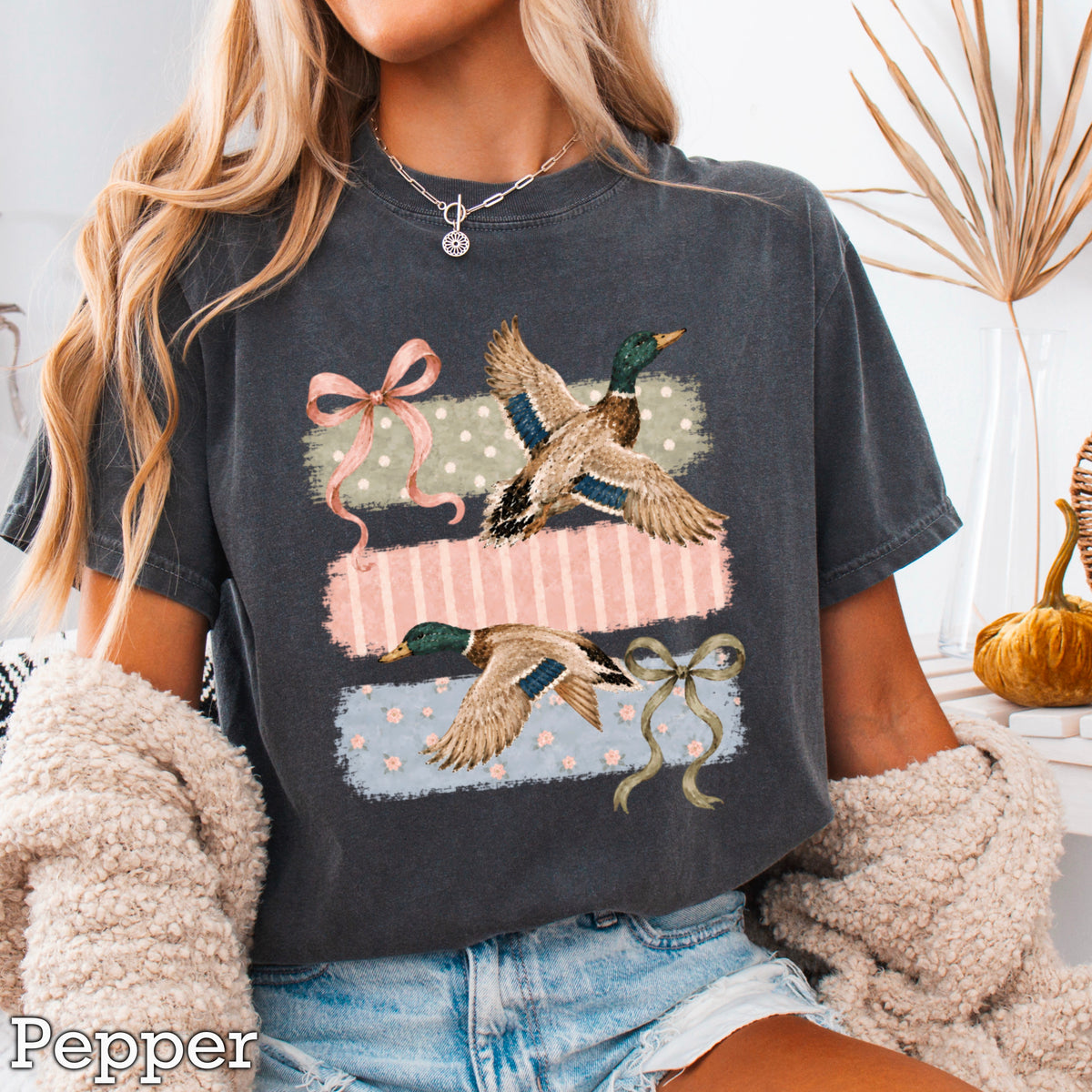 Mallard Ducks & Bows Comfort Color Graphic Tee