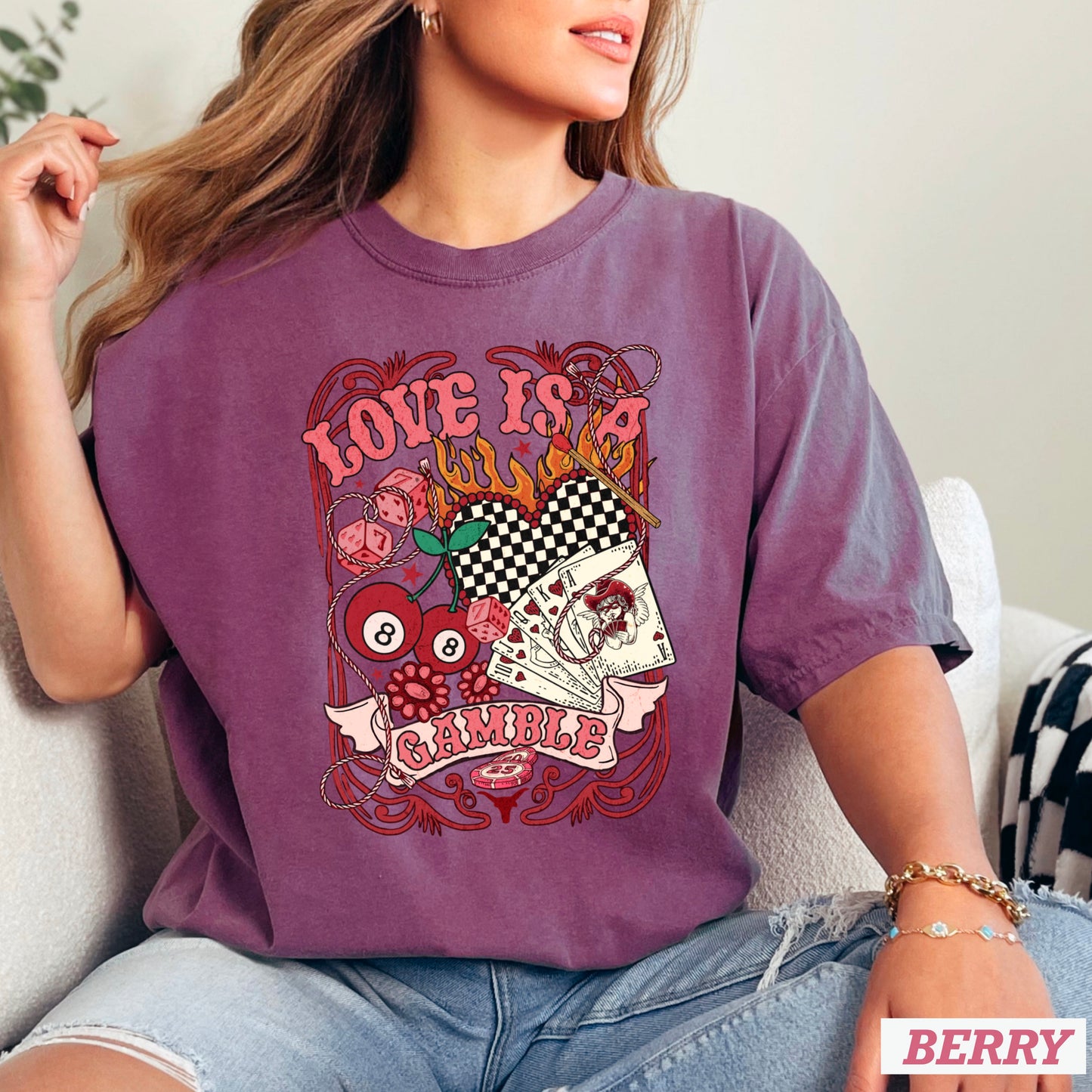 Love Is A Gamble Comfort Color Graphic Tee