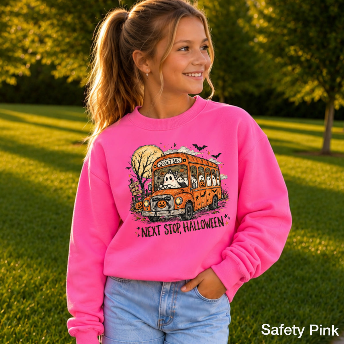 Next Stop Halloween Youth Crewneck Sweatshirt