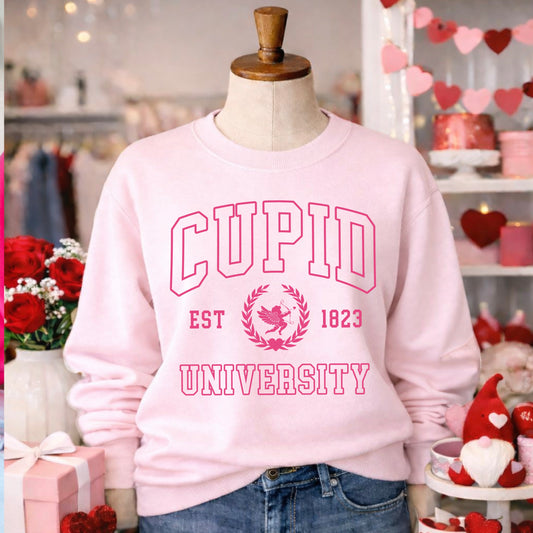Cupid University Valentine’s Day Crewneck Sweatshirt