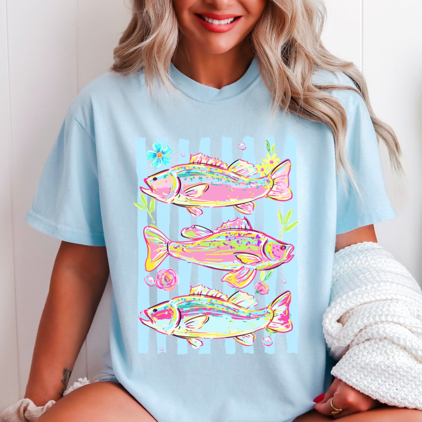 Fish Trio Comfort Color Graphic Tee