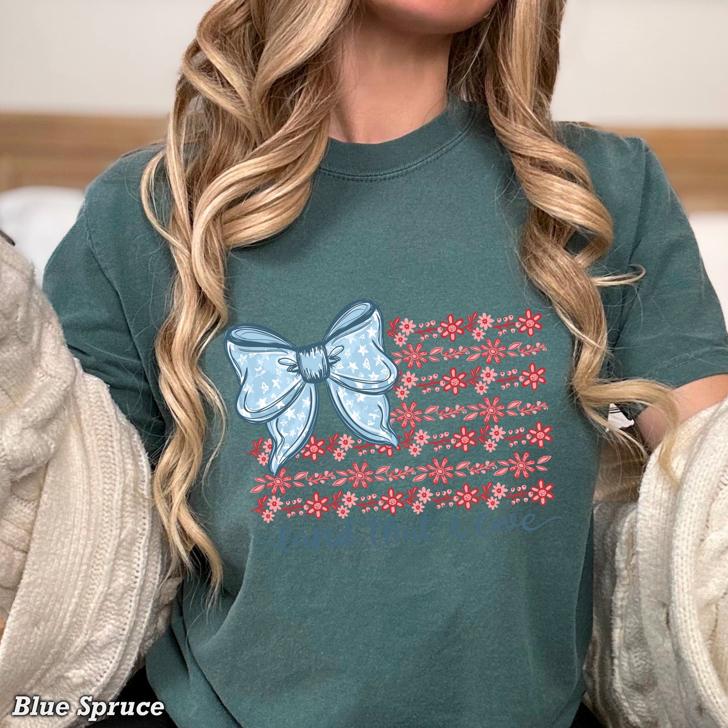 Land Of The Free Patriotic Comfort Color Graphic Tee