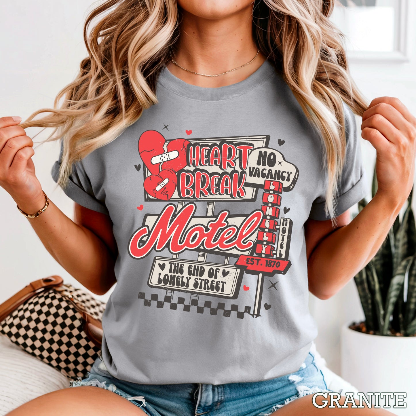 Heart Break Motel Valentine’s Day Comfort Color Graphic Tee