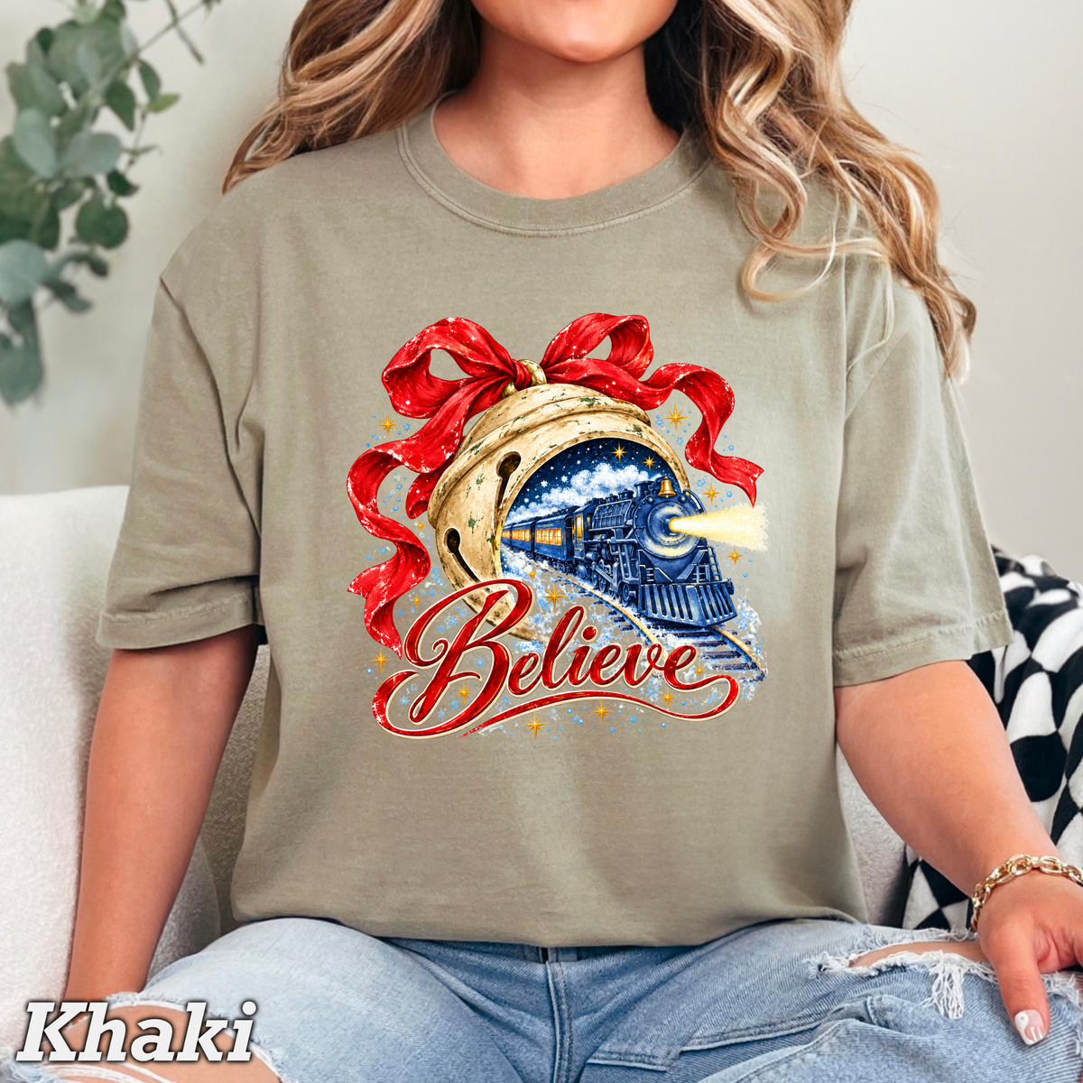 Believe Christmas Comfort Color Graphic Tee