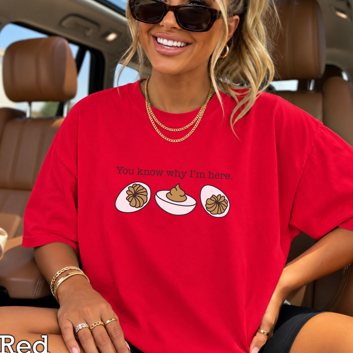 Deviled Eggs You Know Why I'm Here Comfort Color Graphic Tee