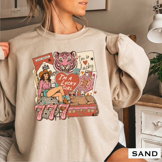 Lucky Girl Graphic Crewneck Sweatshirt