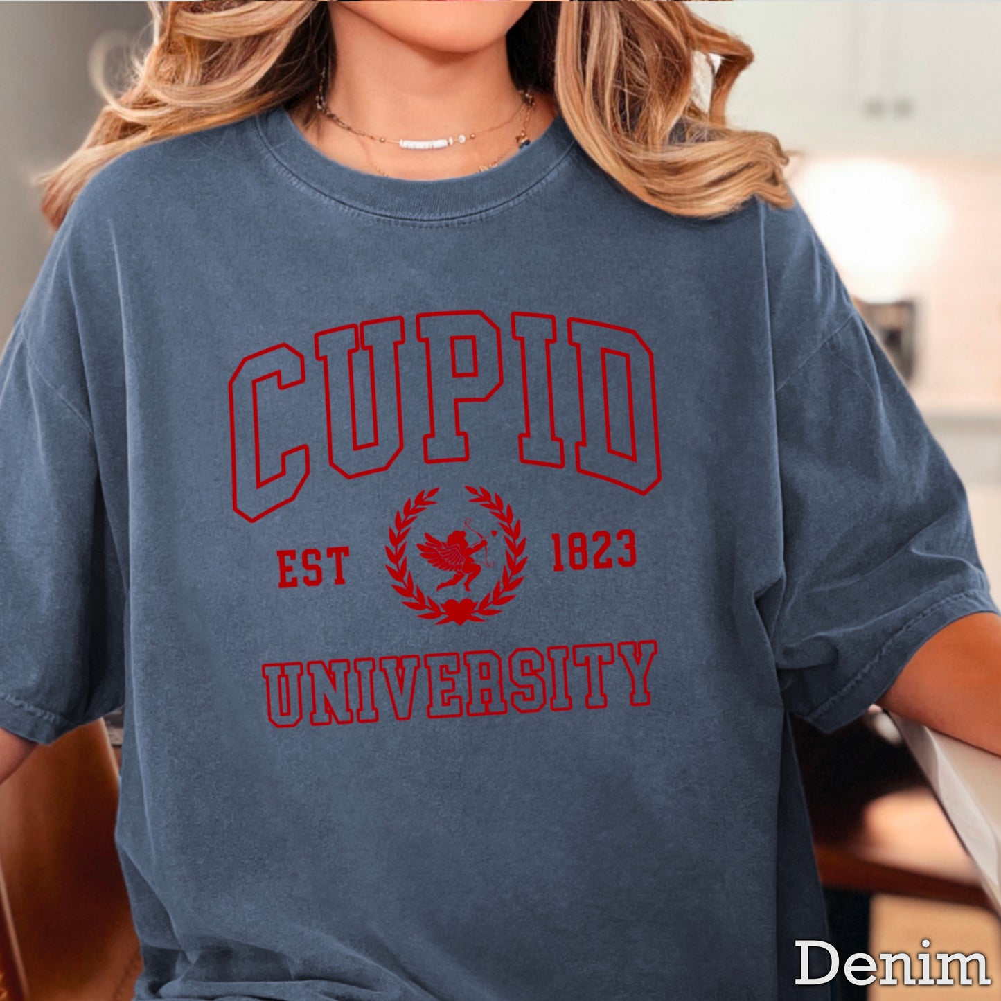 Cupid University Valentine’s Day Comfort Color Graphic Tee