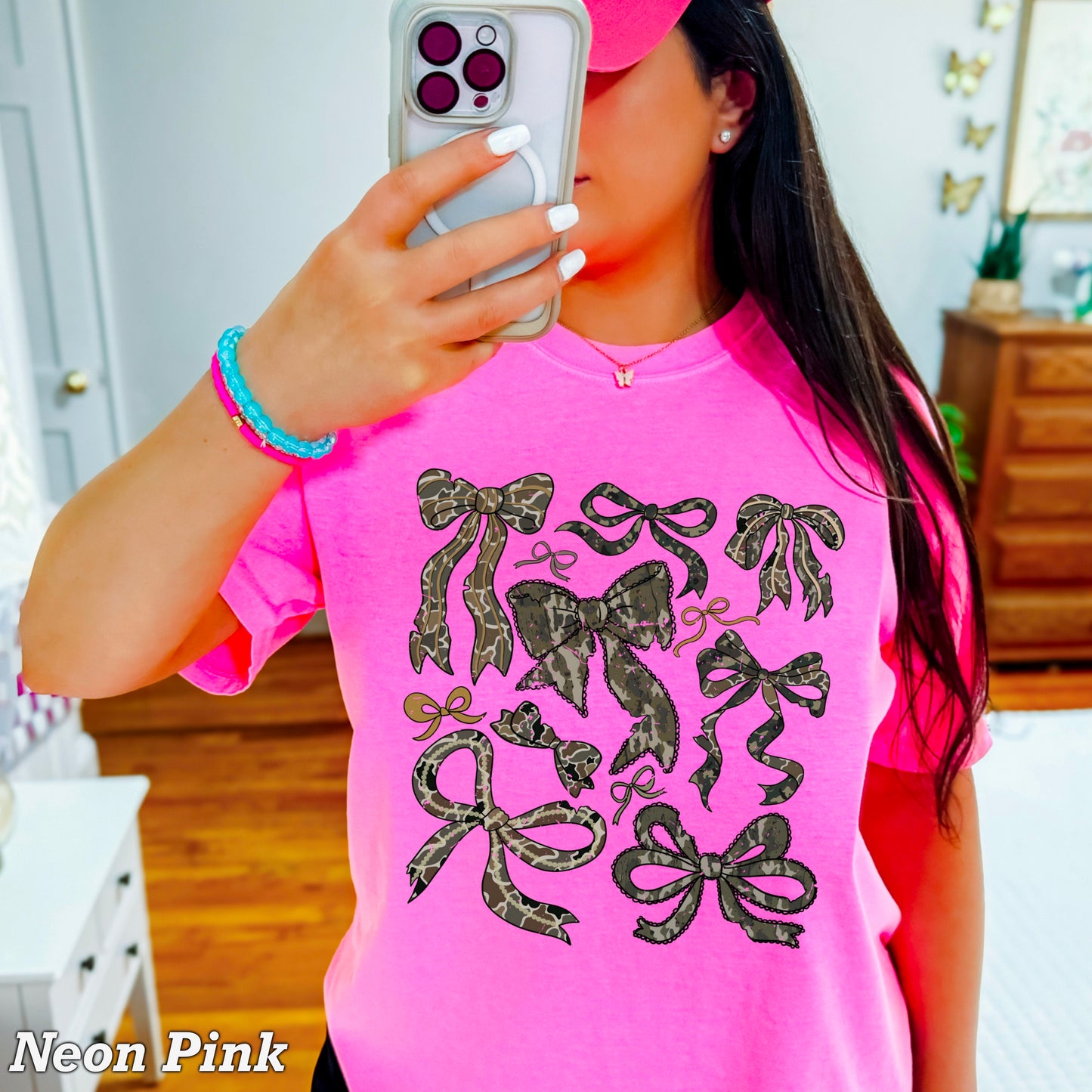 Camo Bows Comfort Color Graphic Tee
