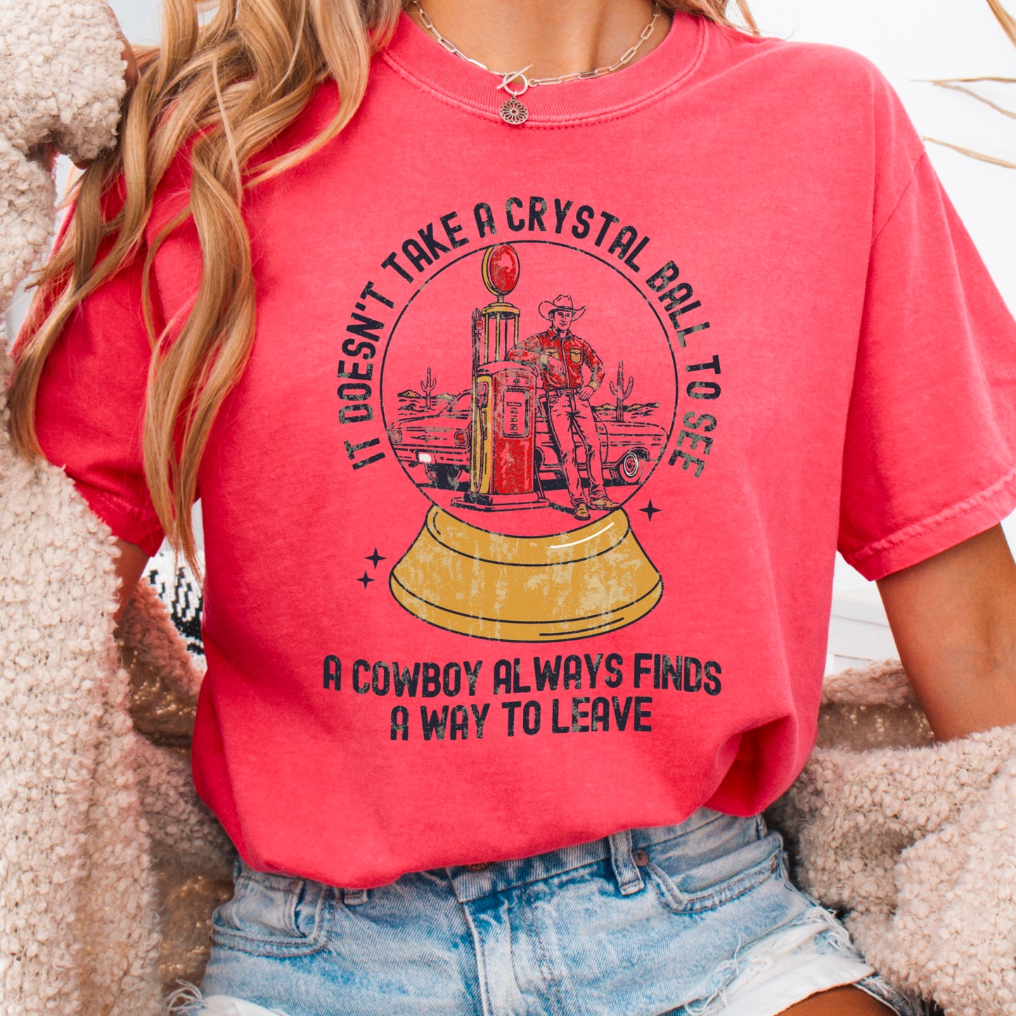 A Cowboy Finds A Way To Leave Western Comfort Color Graphic Tee
